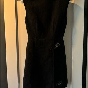 PRADA NTW black wool mini dress with safety pin detail